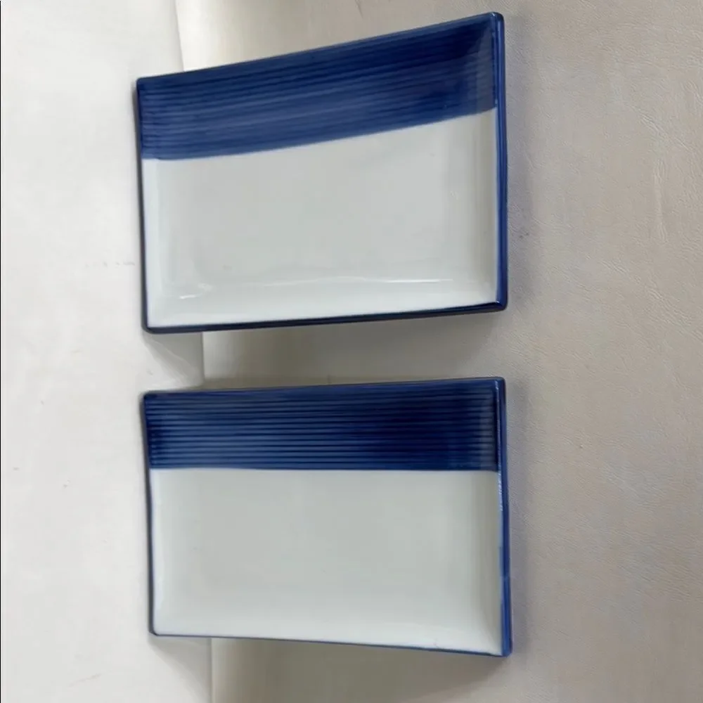 Pier 1 Elegant Blue White Sushi Dinnerware Collection 8 X 5 1/2 Japan Rectangle